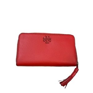Tory Burch Taylor Zip Continental Wallet Poppy Orange
